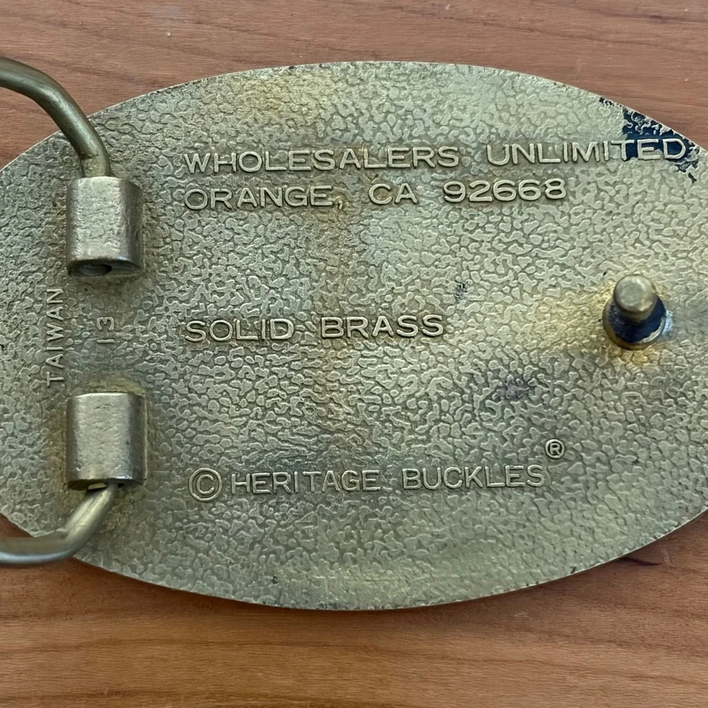 Vintage Heritage Buckles Solid Brass Free Reed Accordion Harmonica Belt Buckle